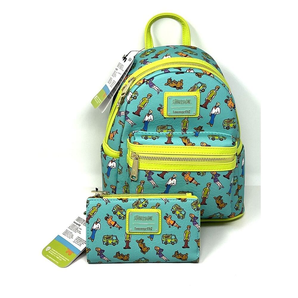 Loungefly Scooby Doo All Over Print Mini Backpack Wallet Matching SET NWT